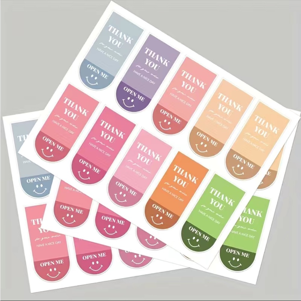 100 2.5” X 1.2” Rectangular Thank You Stickers